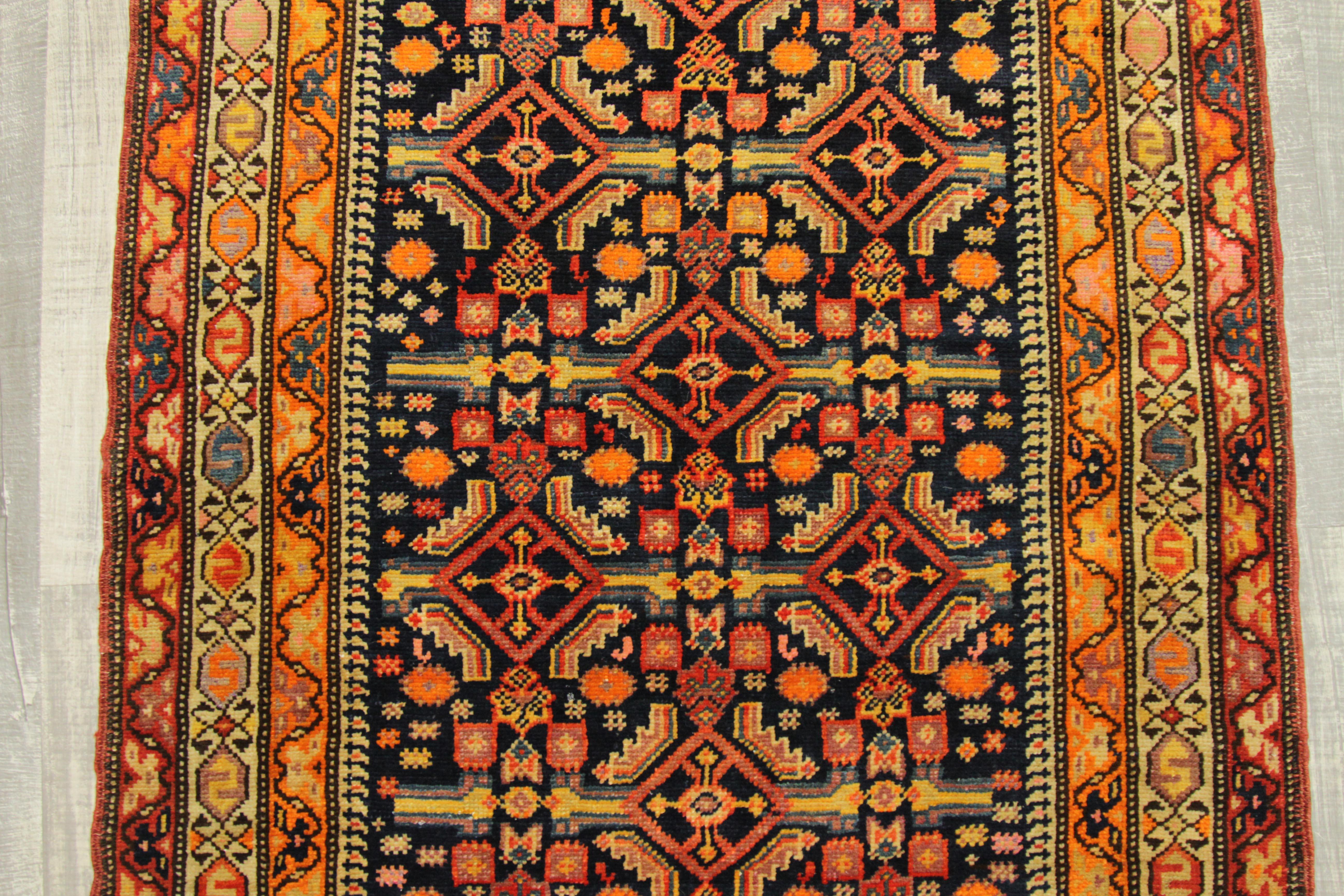 1910s Antique Persian Rug Azerbaijan Style with Fine Floral and Geometric Design In Excellent Condition For Sale In Dallas, TX