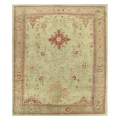 1910s Antique Persian Sultanabad Wool Area Rug with Floral Motifs, 13'0" x 14'1