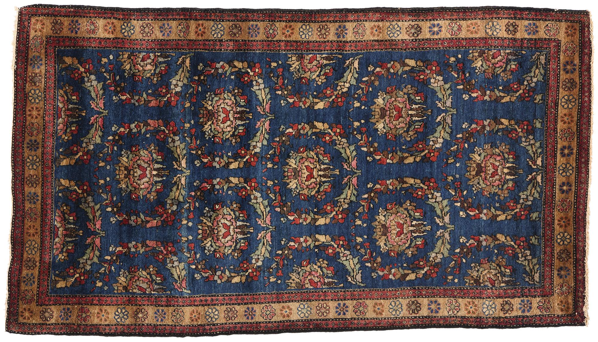 Tappeto Sarouk Persiano Zaffiro Antico del 1910 con stile tradizionale in vendita 3