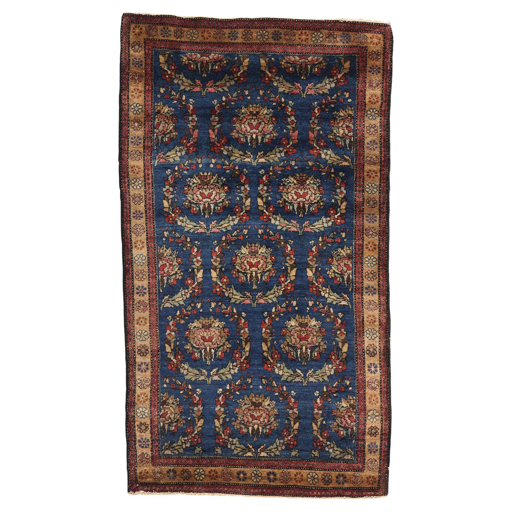 Tappeto Sarouk Persiano Zaffiro Antico del 1910 con stile tradizionale