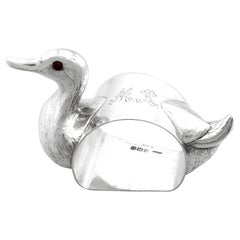 1910s Vintage Sterling Silver Duck Napkin Ring