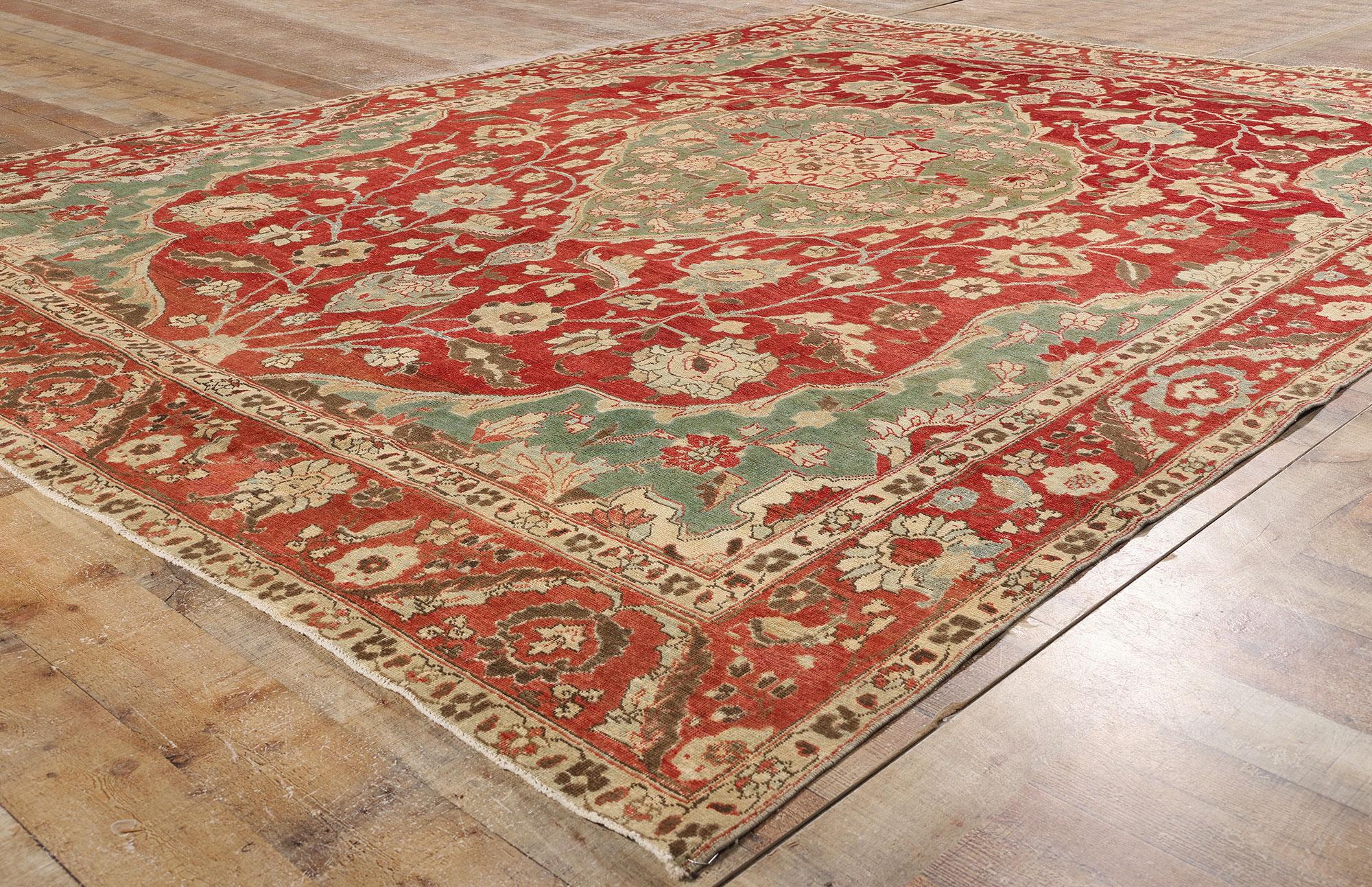 Laine Tapis persan Mahal ancien des années 1910 avec style moderne en vente