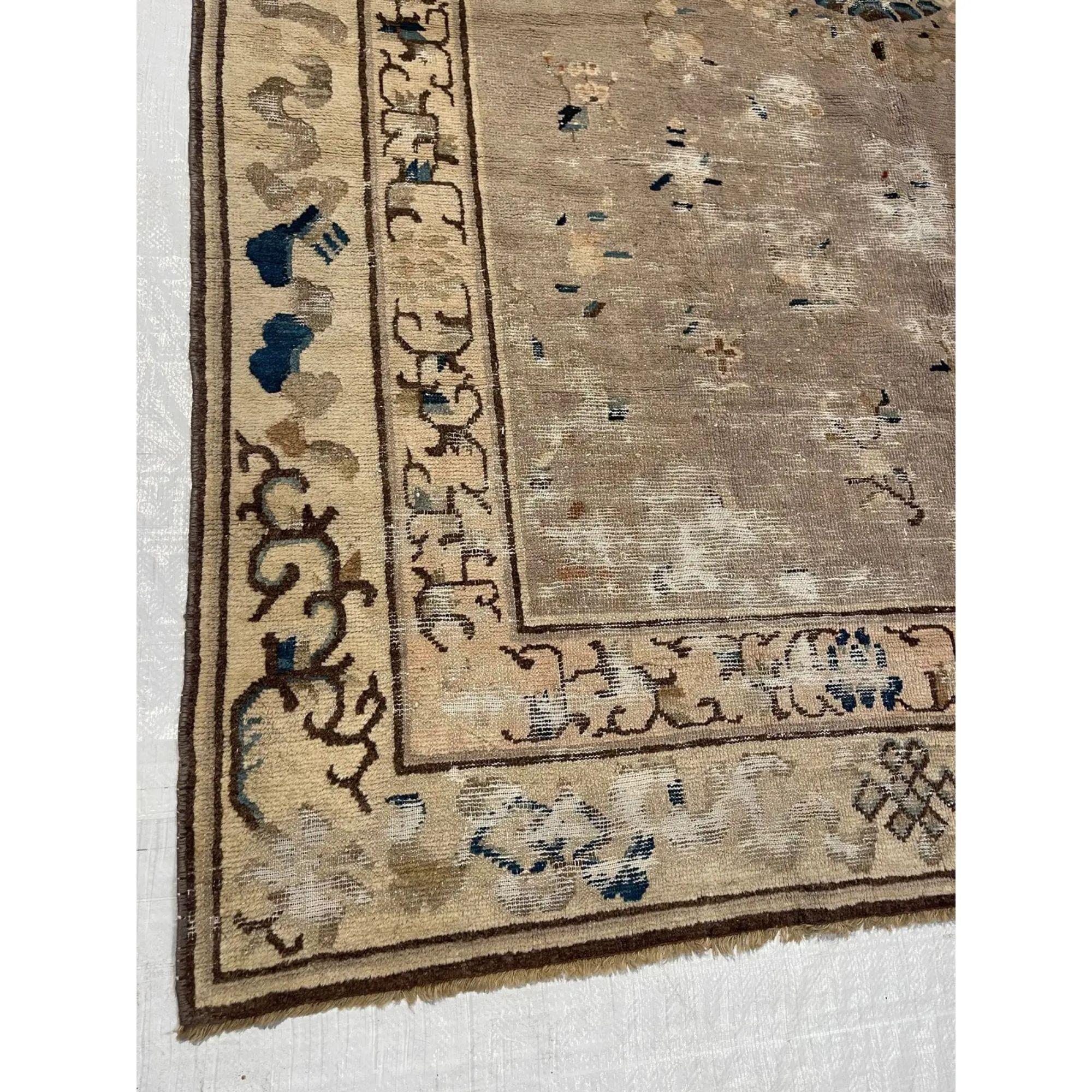 Chinese Export 1910s Antique Worn Chinese Rug - 8'6'' X 5'9'' For Sale