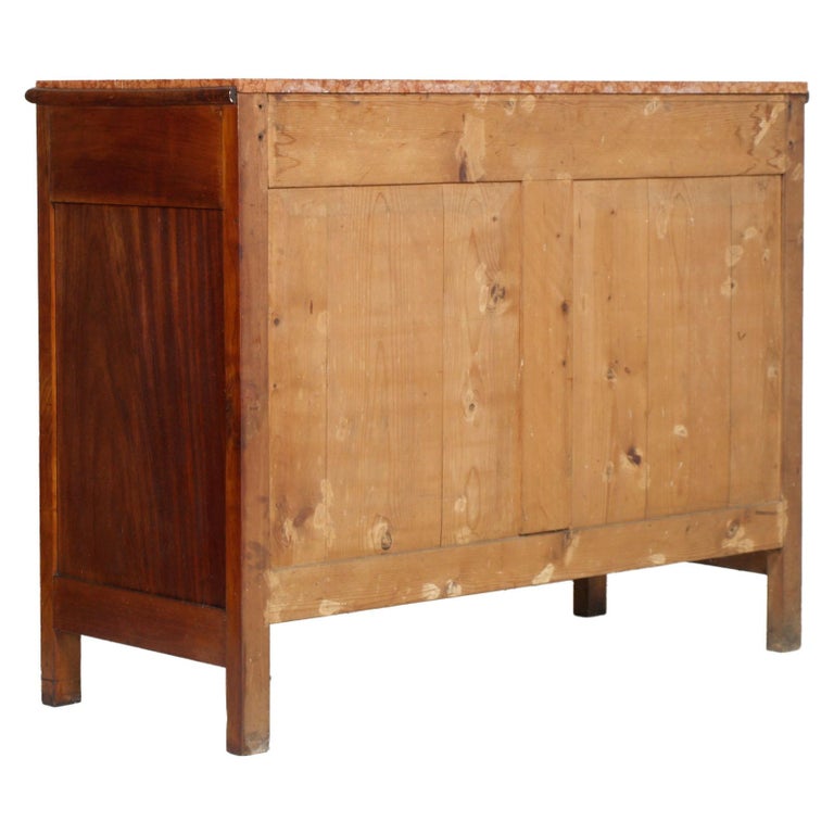 1910s Art Nouveau Chest Of Drawers Dresser In Cherrywood Marble Top Restored For Sale At 1stdibs