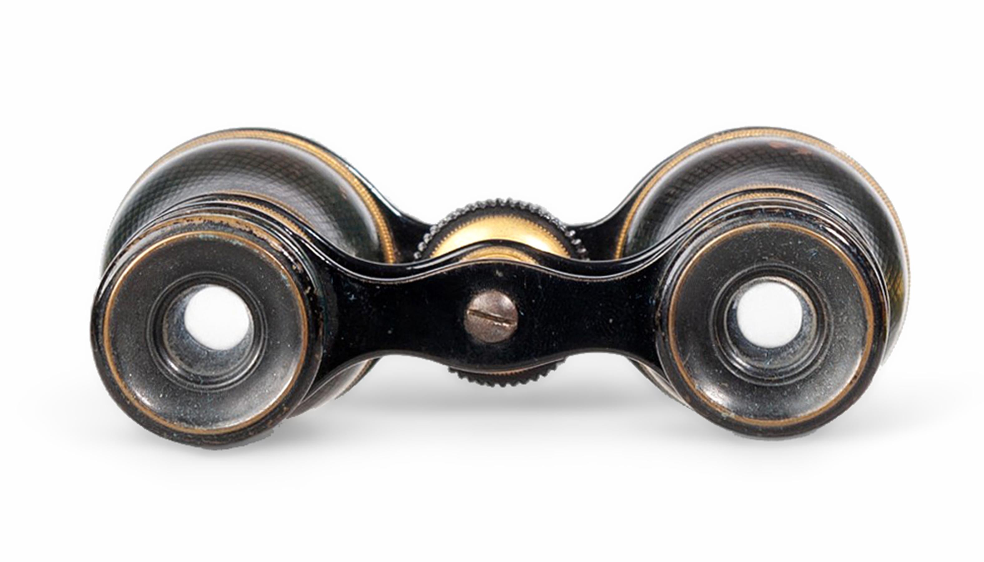 1910s Art Nouveau Lemaire-Like Brass Binoculars/Glasses and Leather Case, France For Sale 3