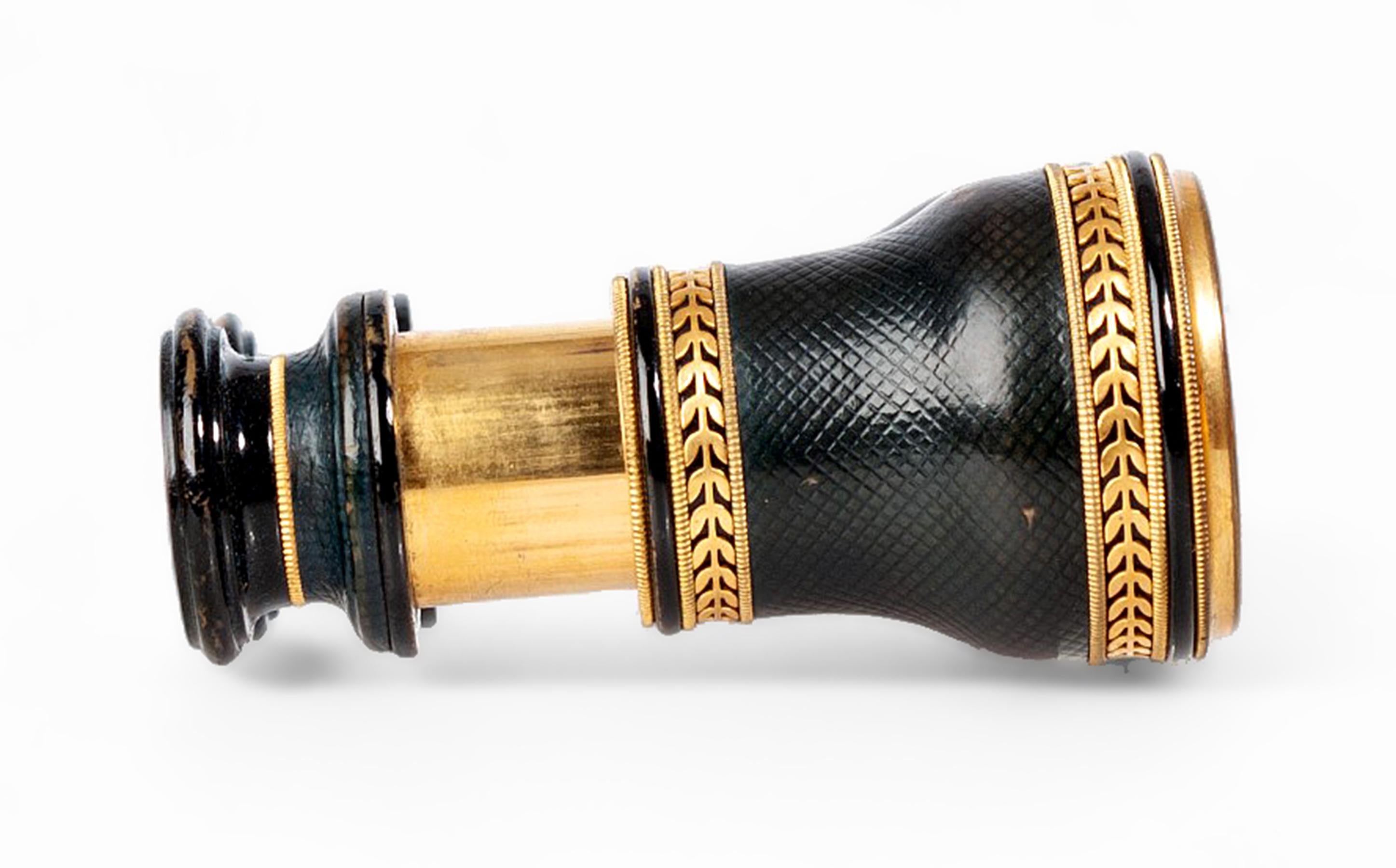 Early 20th Century 1910s Art Nouveau Lemaire-Like Brass Binoculars/Glasses and Leather Case, France For Sale