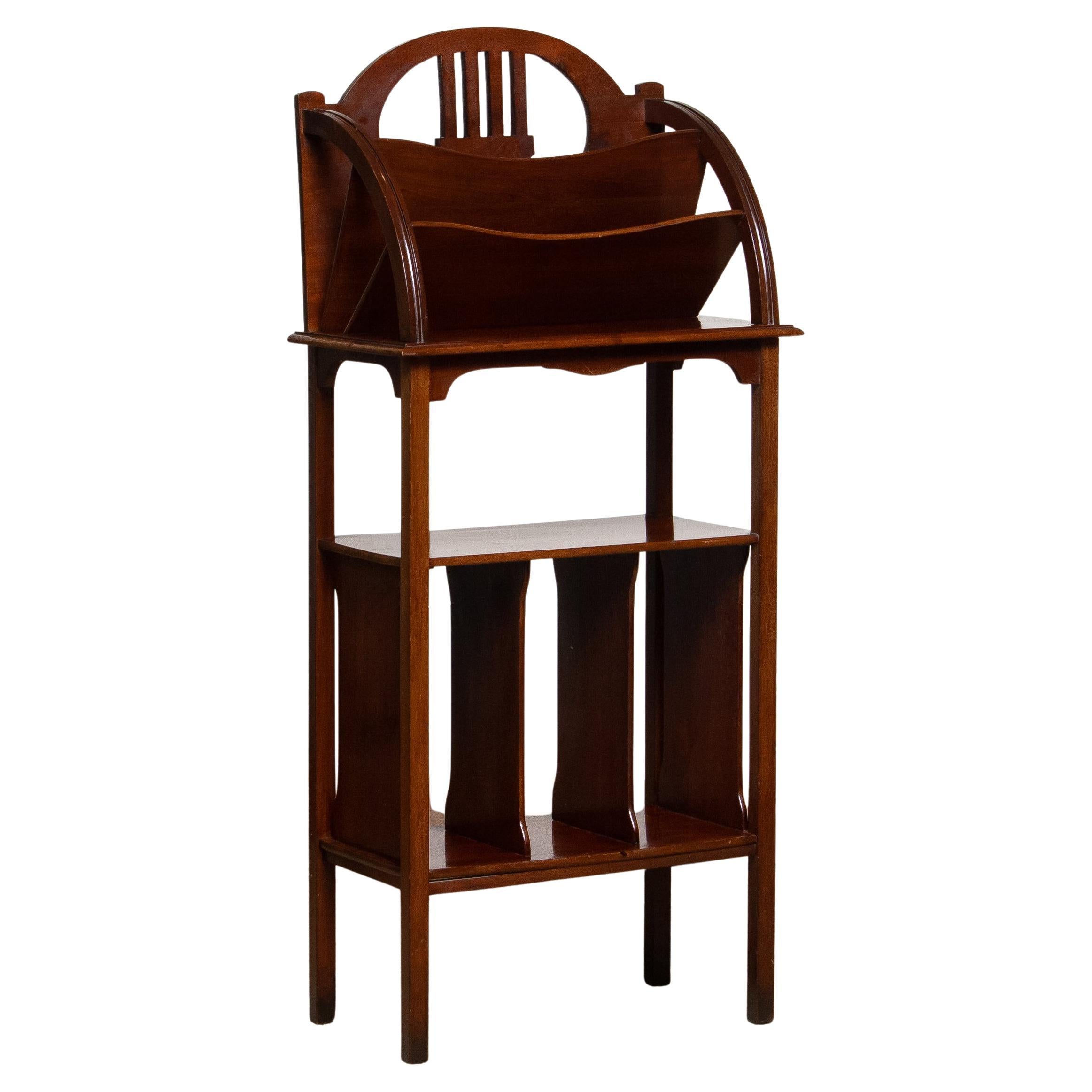 1910s Art Nouveau Mahogany Magazine / Newspaper Rack, Sweden For Sale
