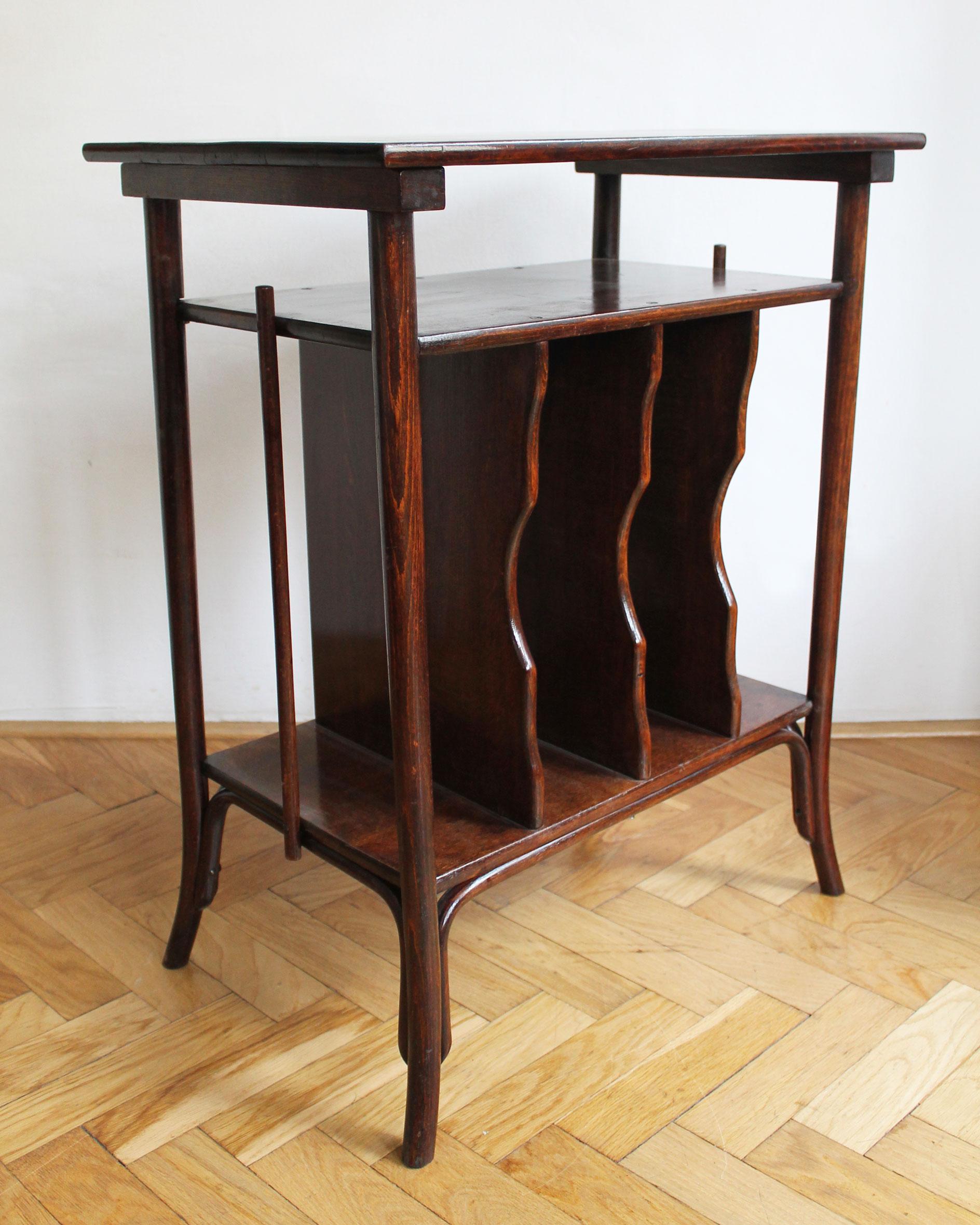 An original Art Nouveau table designed by Michael Thonet and produced as model no. 11611 by Gebrüder Thonet. The table can be found in catalogues dating back to the end of the 19th century, and this particular piece is believed to be produced around