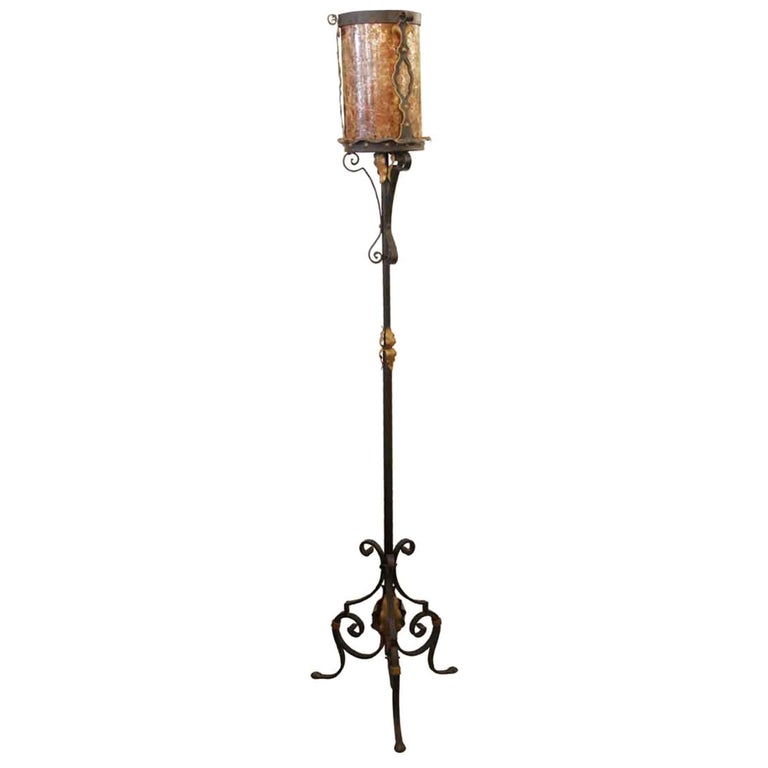 Pinned Wrought Iron Floor Lamp, Mica Torchiere Floor Lamps