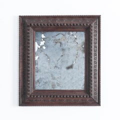 1910s Austrian Carved Wooden Mirror with Patinated Surface