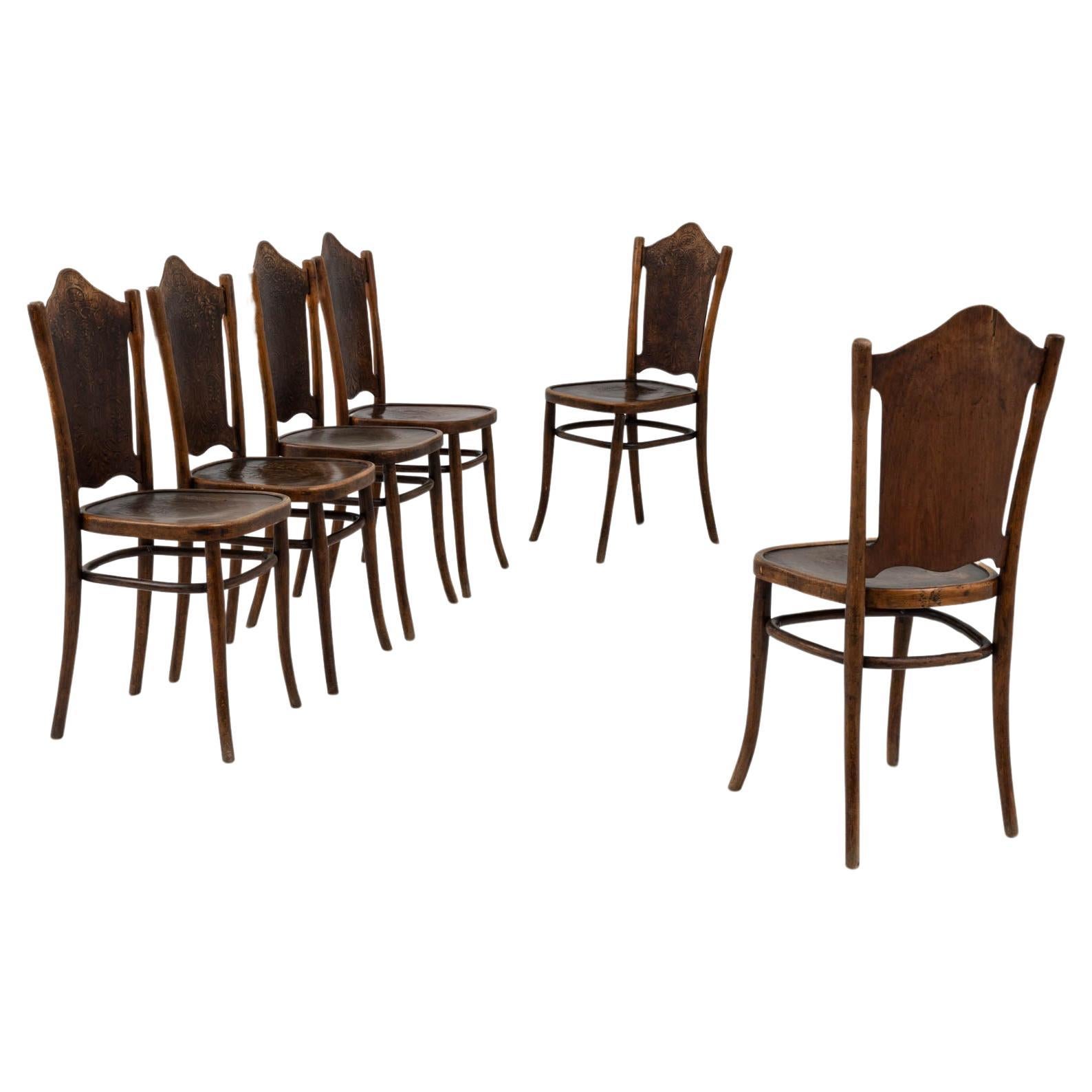 1910s Austrian Wooden Dining Chairs By Thonet, Set of 6 For Sale