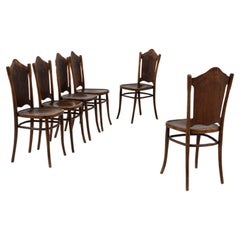 Antique 1910s Austrian Wooden Dining Chairs By Thonet, Set of 6