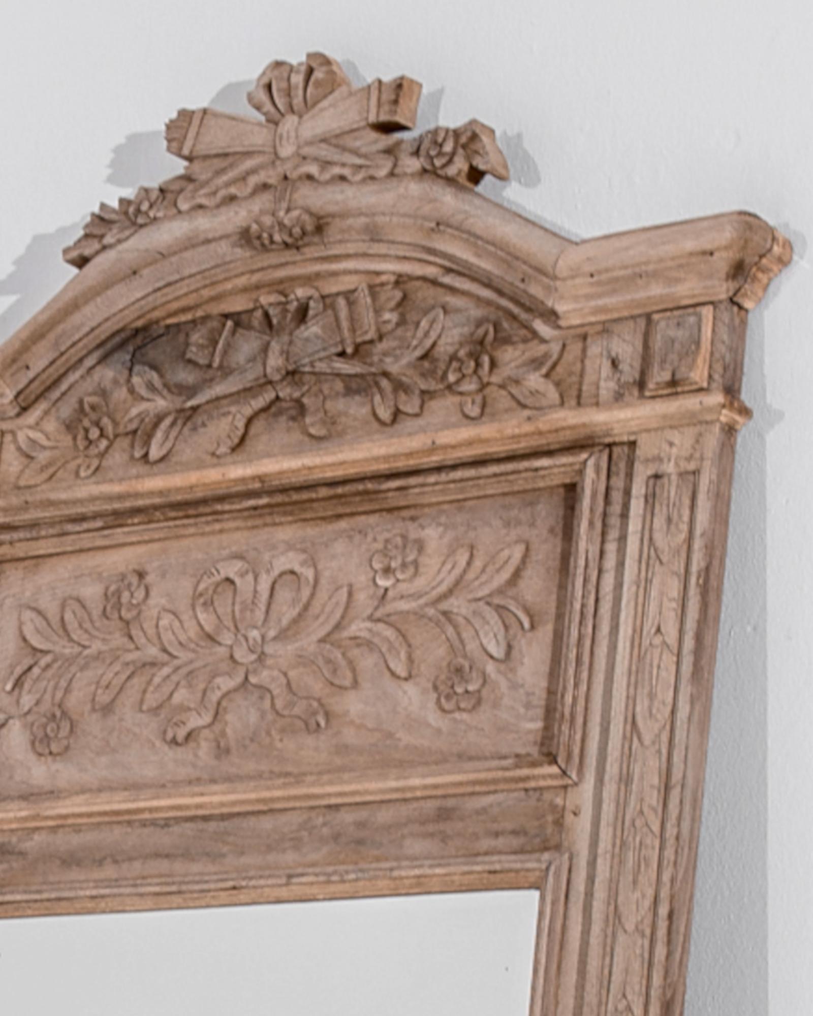 French Provincial 1910s Belgian Mirror with Carved Oak Frame