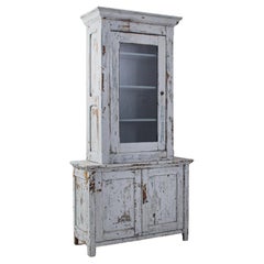 Antique 1910s Belgian White Patinated Vitrine