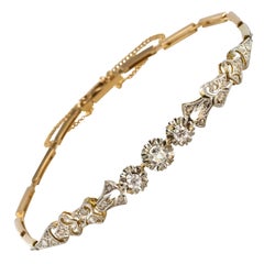 1910s Belle Epoque Floral Pattern Diamonds Link Bracelet