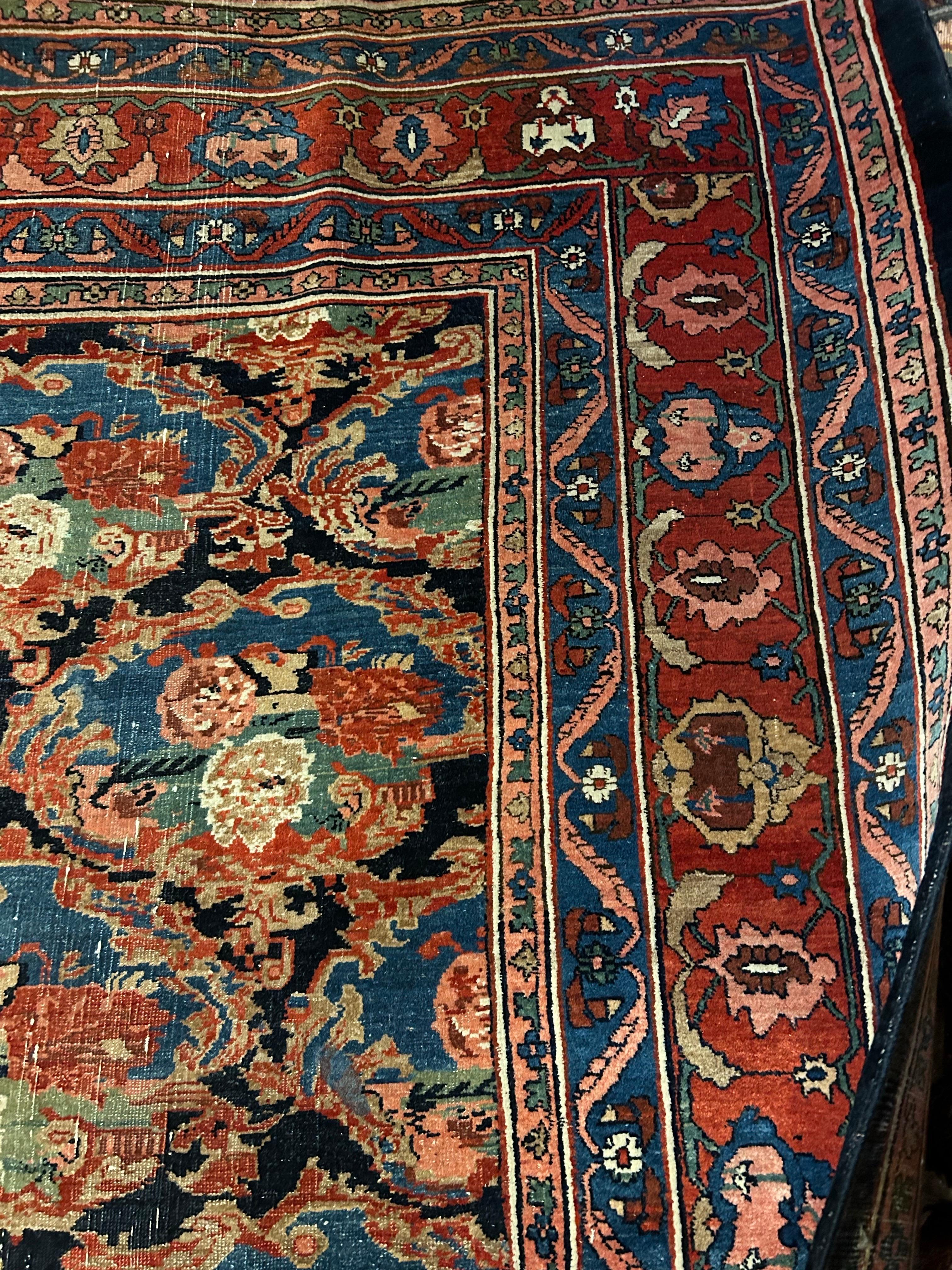 Bidjar-Teppich aus dem Jahr 1910 mit Blumensträußen und kräftigen Tönen, handgeknüpft aus reiner Wolle im Angebot 6