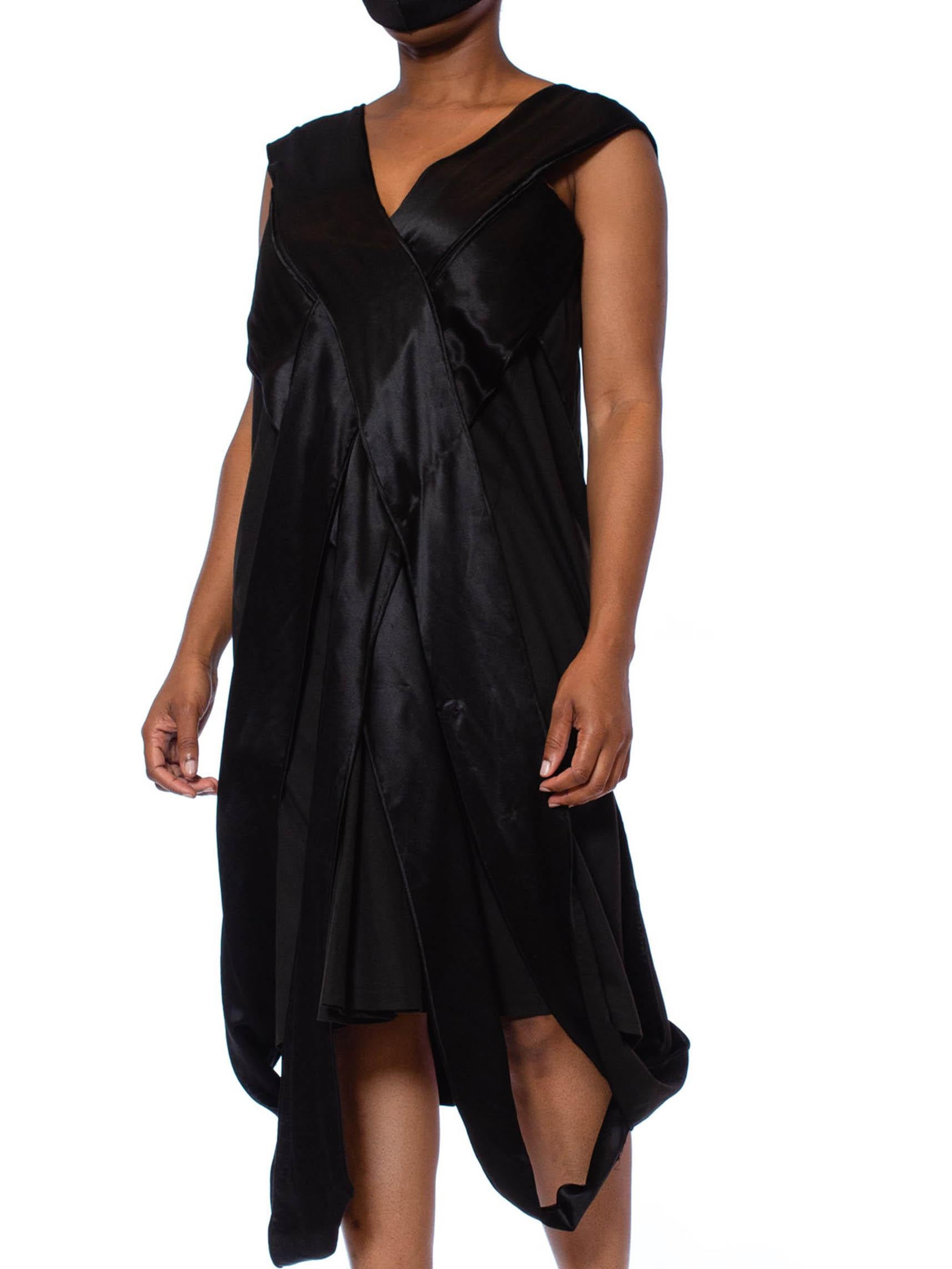 1910S Black Wool & Silk Satin Edwardian Avant Garde Dress For Sale 1