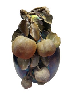 Weller Pottery Blue Iridescent Glass and Ceramic Vase