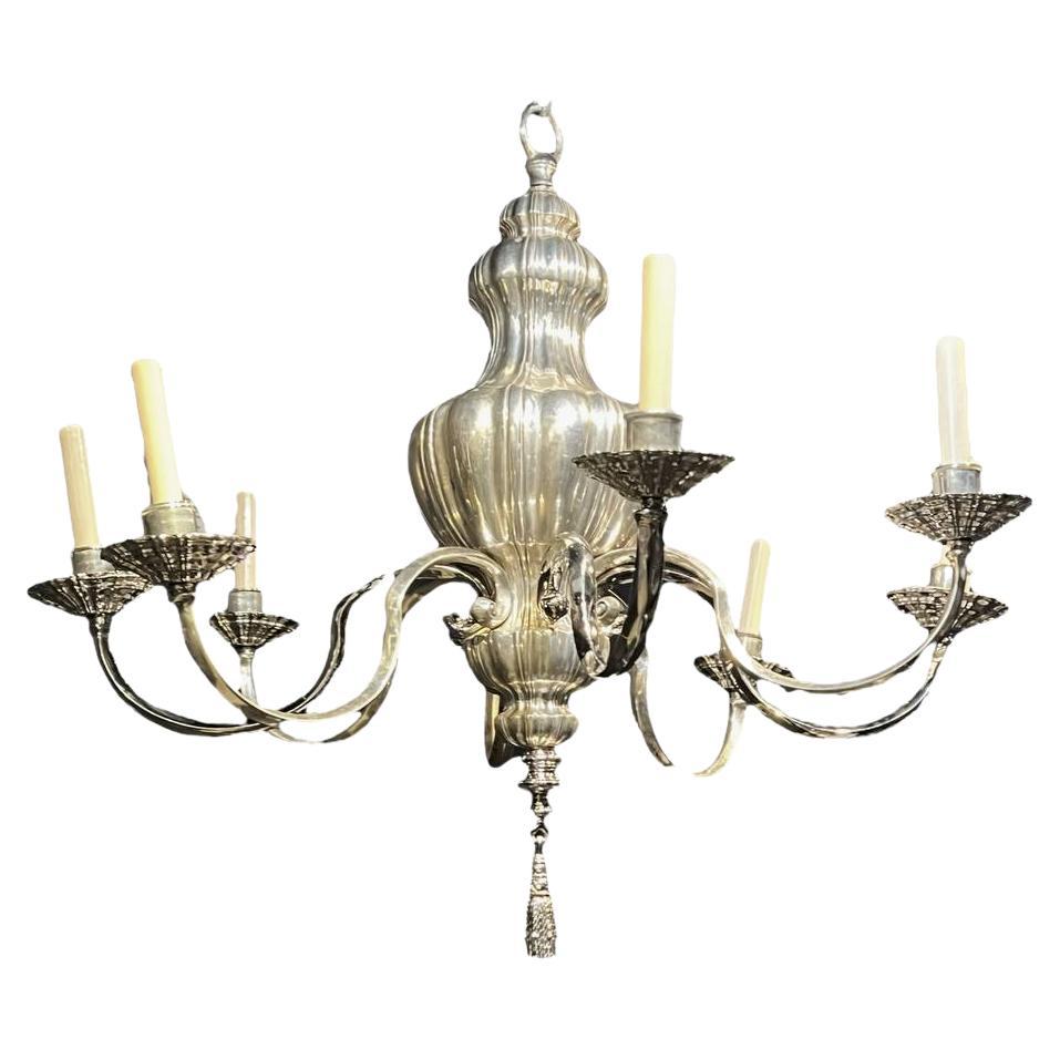 1910's Caldwell Silver Plated Chandelier with 8 Lights  For Sale