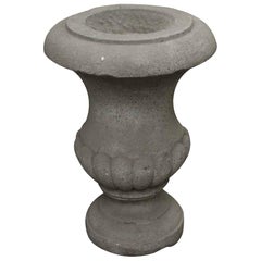 1910s Carved Gray Limestone Bird Fountain Urn