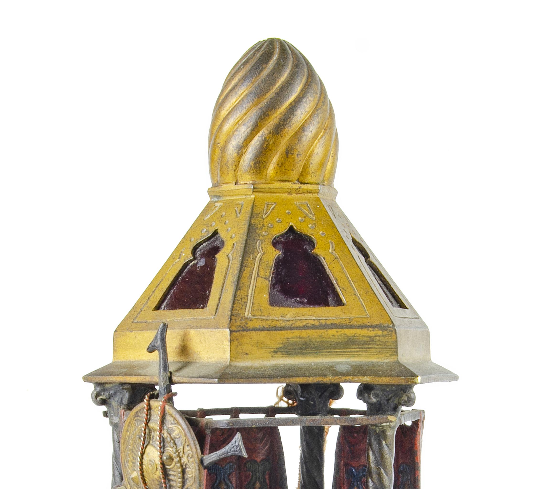 1910s Cold-Painted Orientalist Bronze Table Lamp by Franz Bergmann, Austria (Gegossen) im Angebot