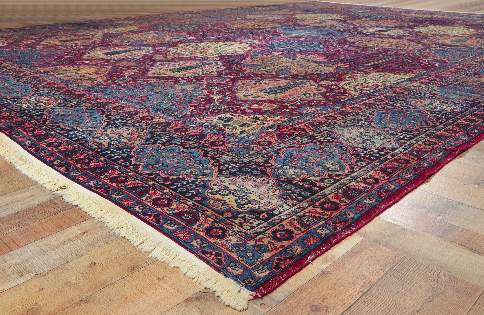 XX secolo Tappeto persiano Yazd colorato del 1910 con stile moderno in vendita