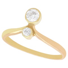 Anello da cocktail in oro giallo 18 carati con diamante del 1910