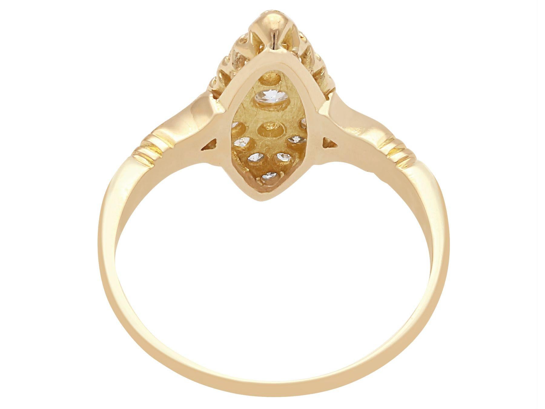 1910s Diamond and Yellow Gold Marquise Ring In Excellent Condition For Sale In Jesmond, Newcastle Upon Tyne