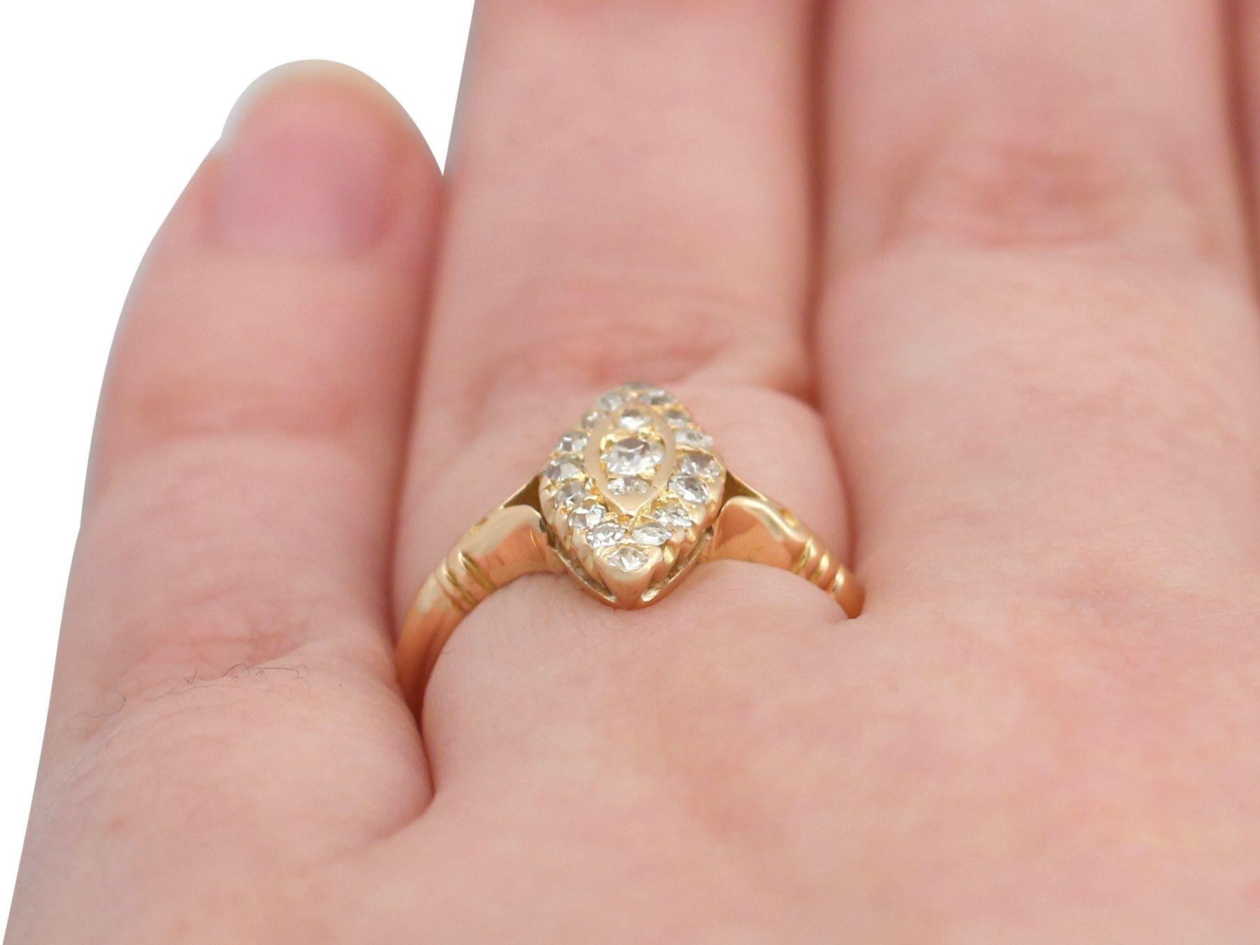 1910s Diamond and Yellow Gold Marquise Ring For Sale 3