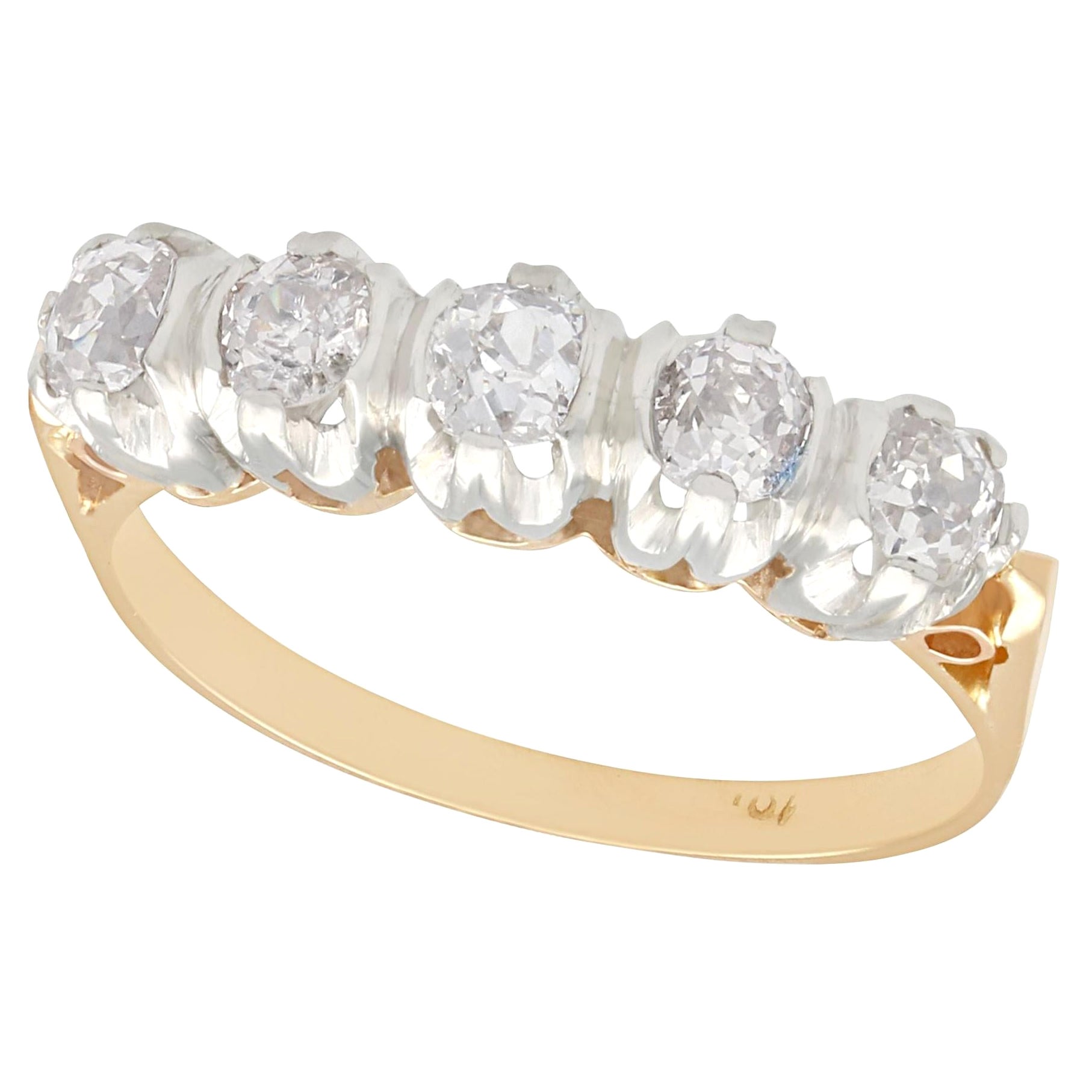 1910er Jahre Verlobungsring aus Diamant und 15 Karat Gelbgold mit fünf Steinen