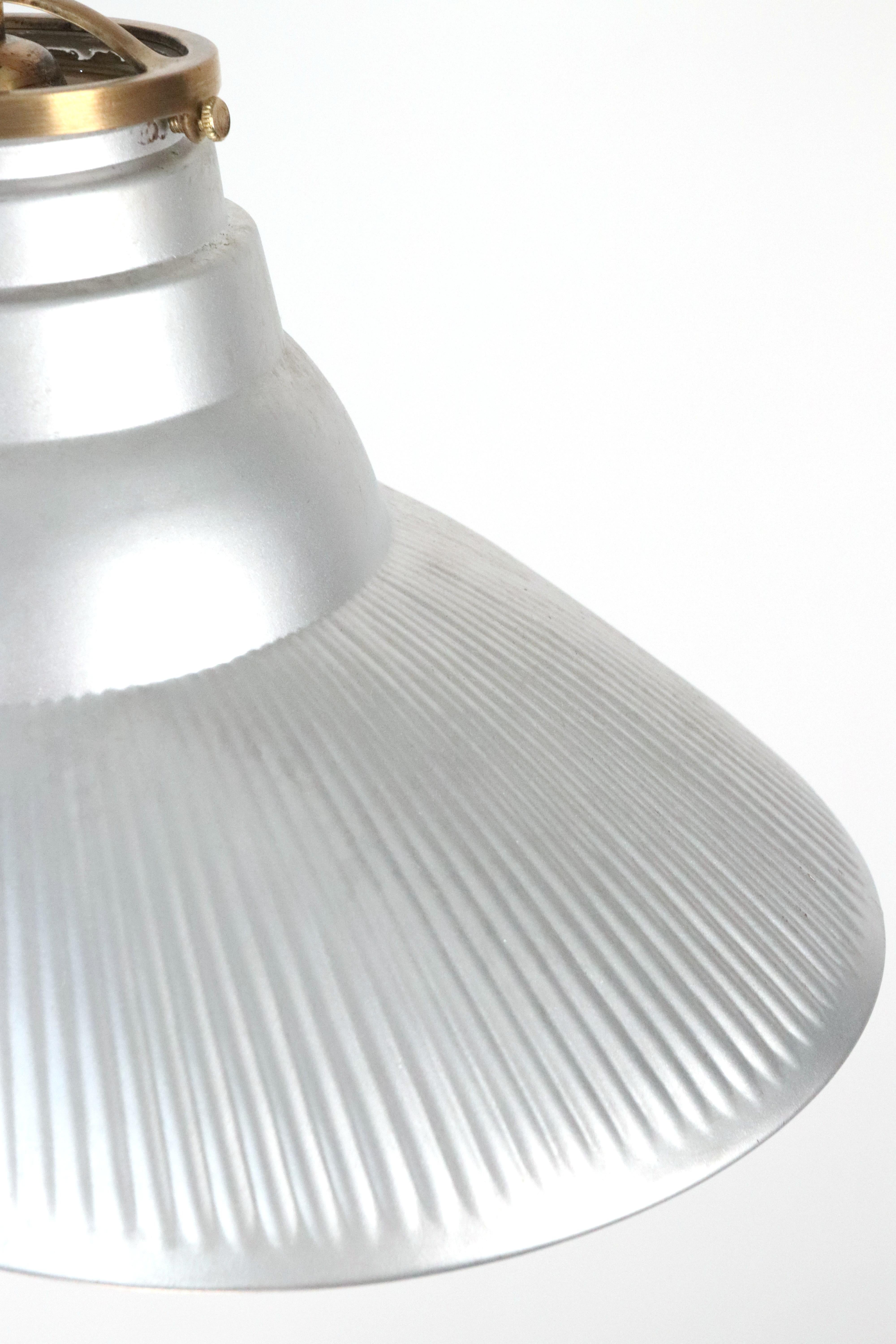 1910s Double X-Ray Glass Shade Brass Pole Pendant Light For Sale 3