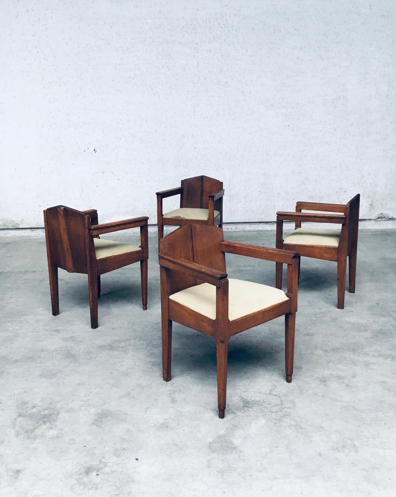 Fabric 1910's Dutch Modernism Design Amsterdam School Dining Chair set For Sale