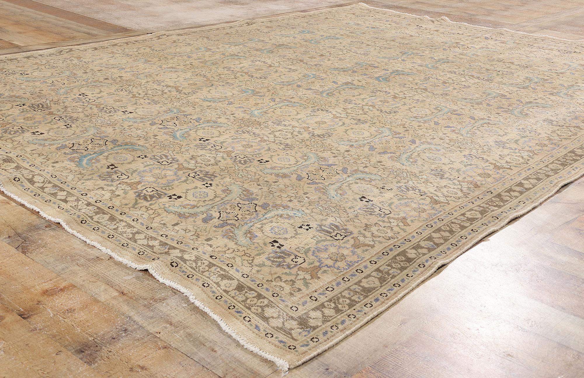 Lana Tappeto Tabriz persiano del 1910 in stile moderno, tonalità della terra in vendita