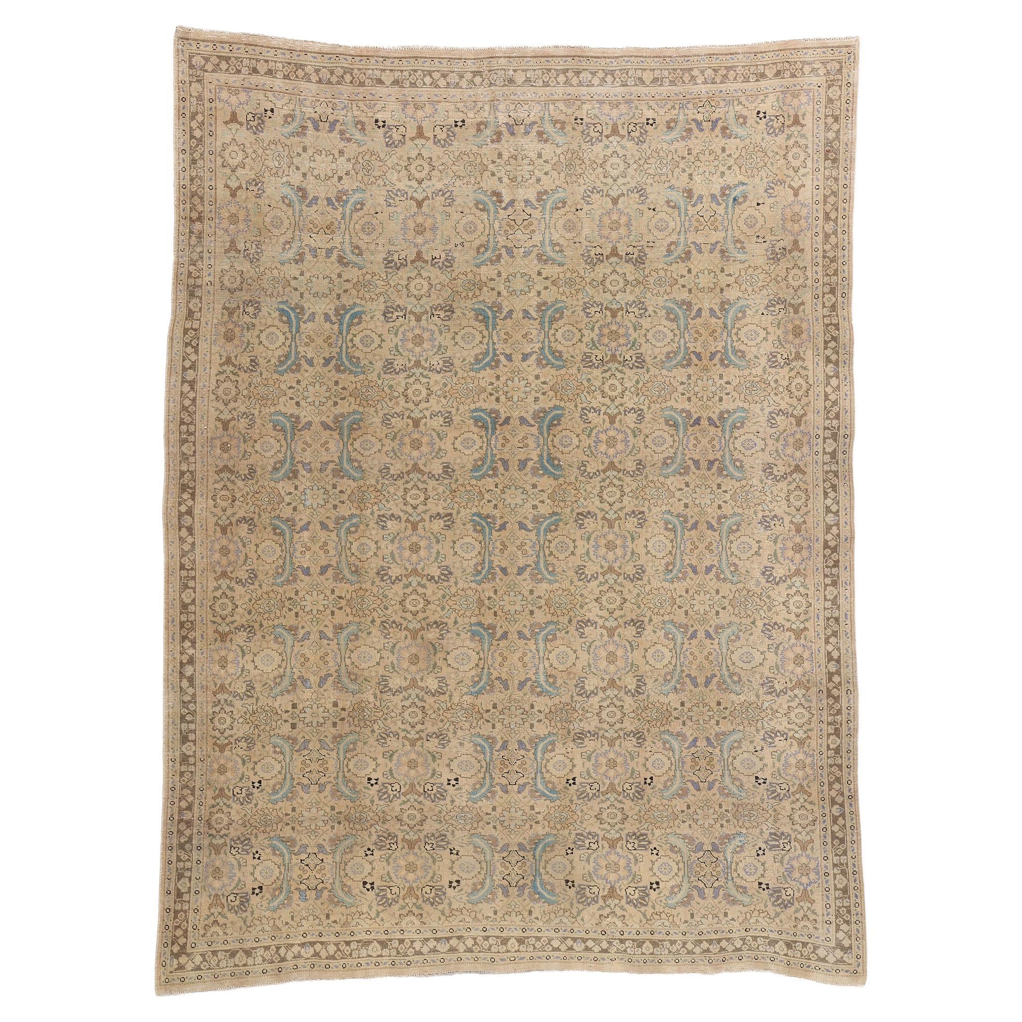 Tappeto Tabriz persiano del 1910 in stile moderno, tonalità della terra