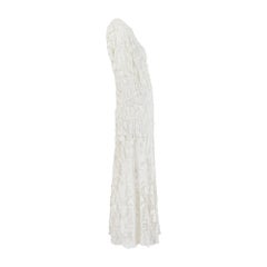 1910s Edwardian White Crochet and Lace Coat Dress