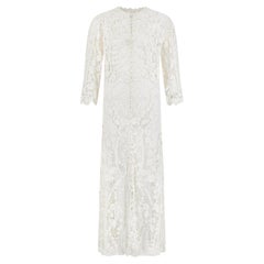 1910s Edwardian White Crochet and Lace Coat Dress