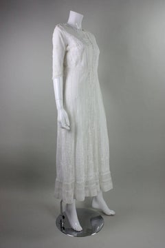 1910's Embroidered White Net Tea Dress