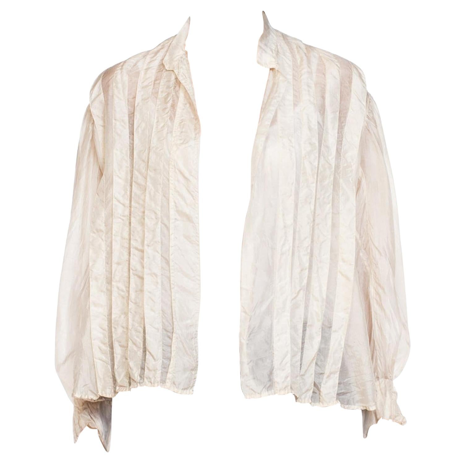 Edwardian Cream Silk Feather Weight Jacket Blouse With Poof Sleeves
