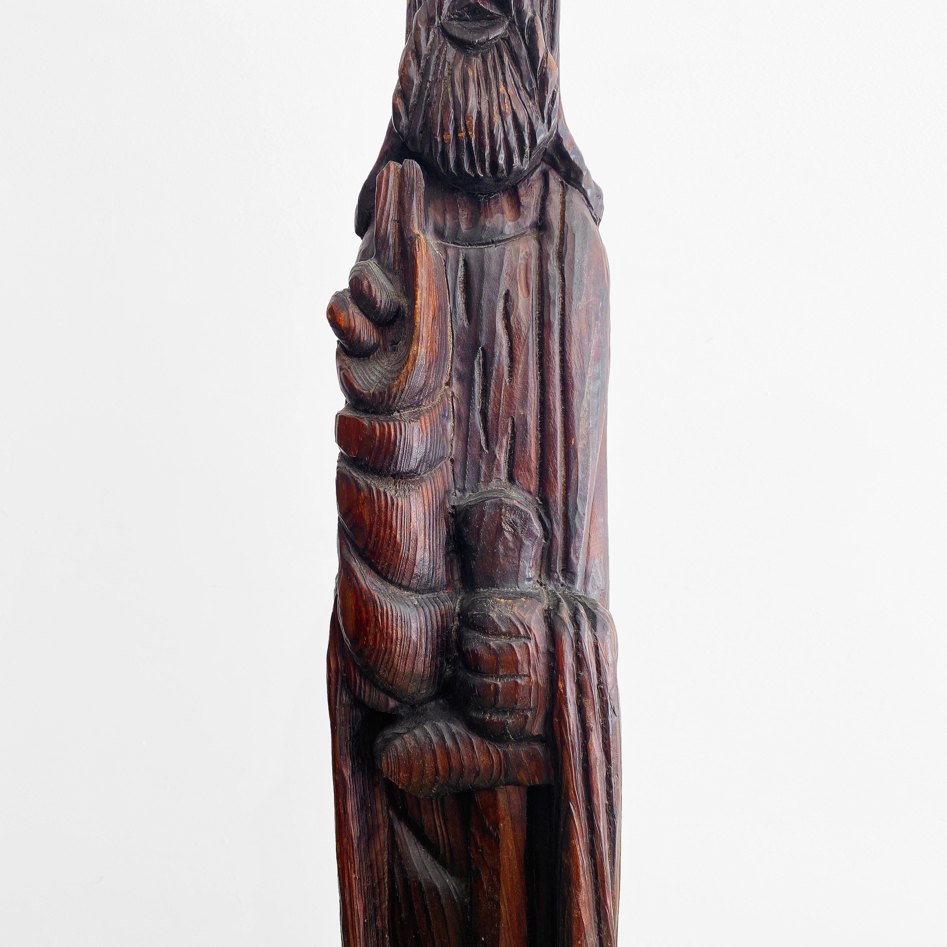 1910s Statue de Saint Paul en Oak Wood Art Ecclésiastique Grande Taille en vente 2