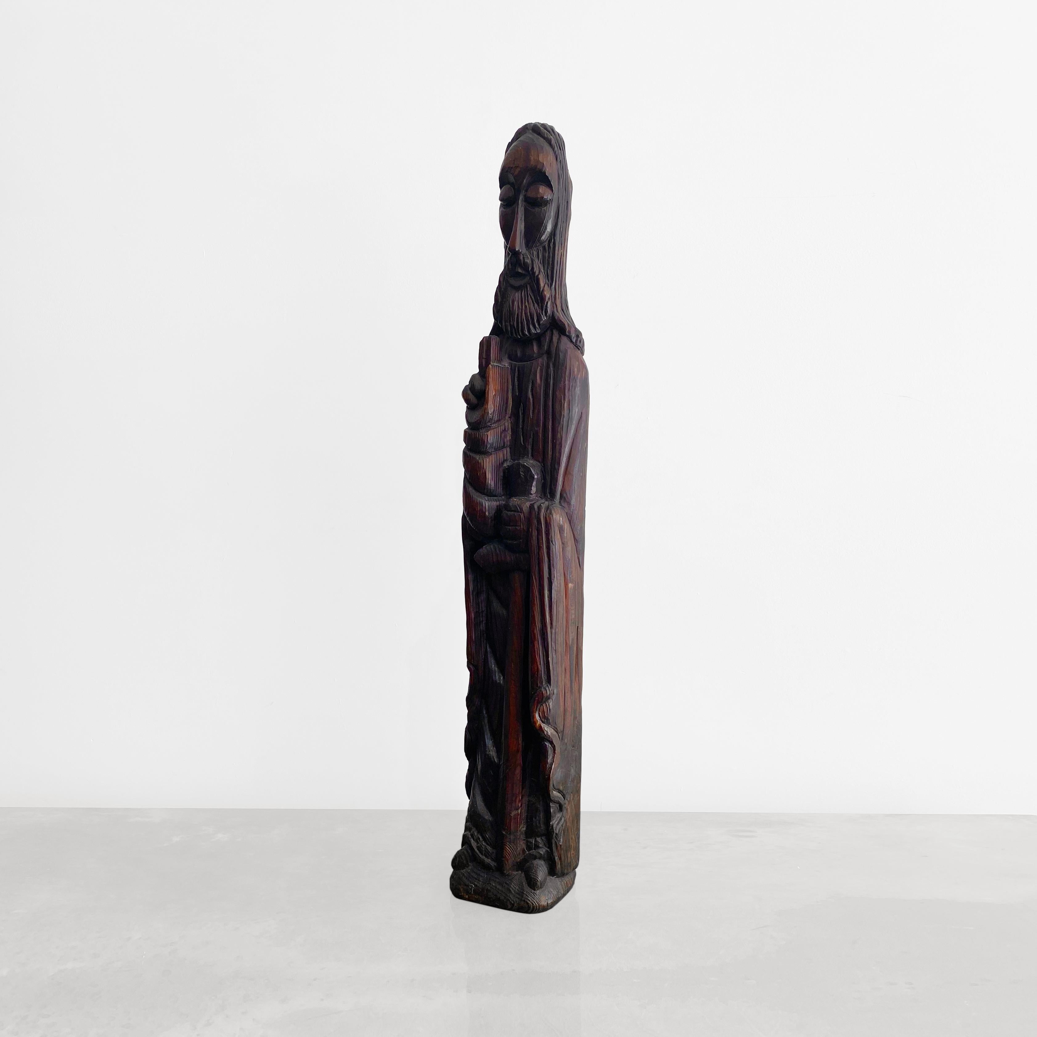 Début du 20ème siècle 1910s Statue de Saint Paul en Oak Wood Art Ecclésiastique Grande Taille en vente