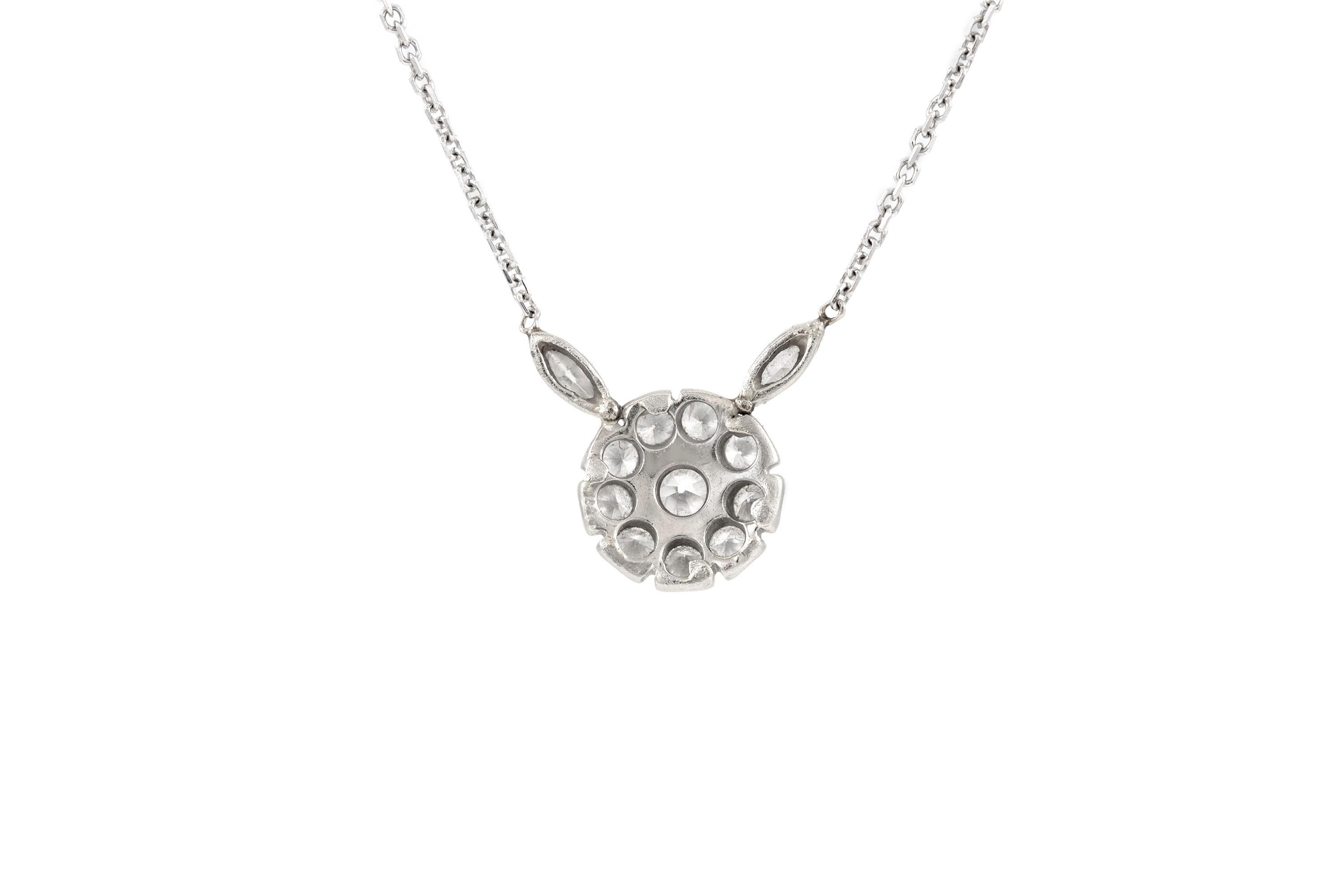 The pendant is finely crafted in 14k white gold with diamonds weighing approximately total of 0.80 carat.
Circa 1910.