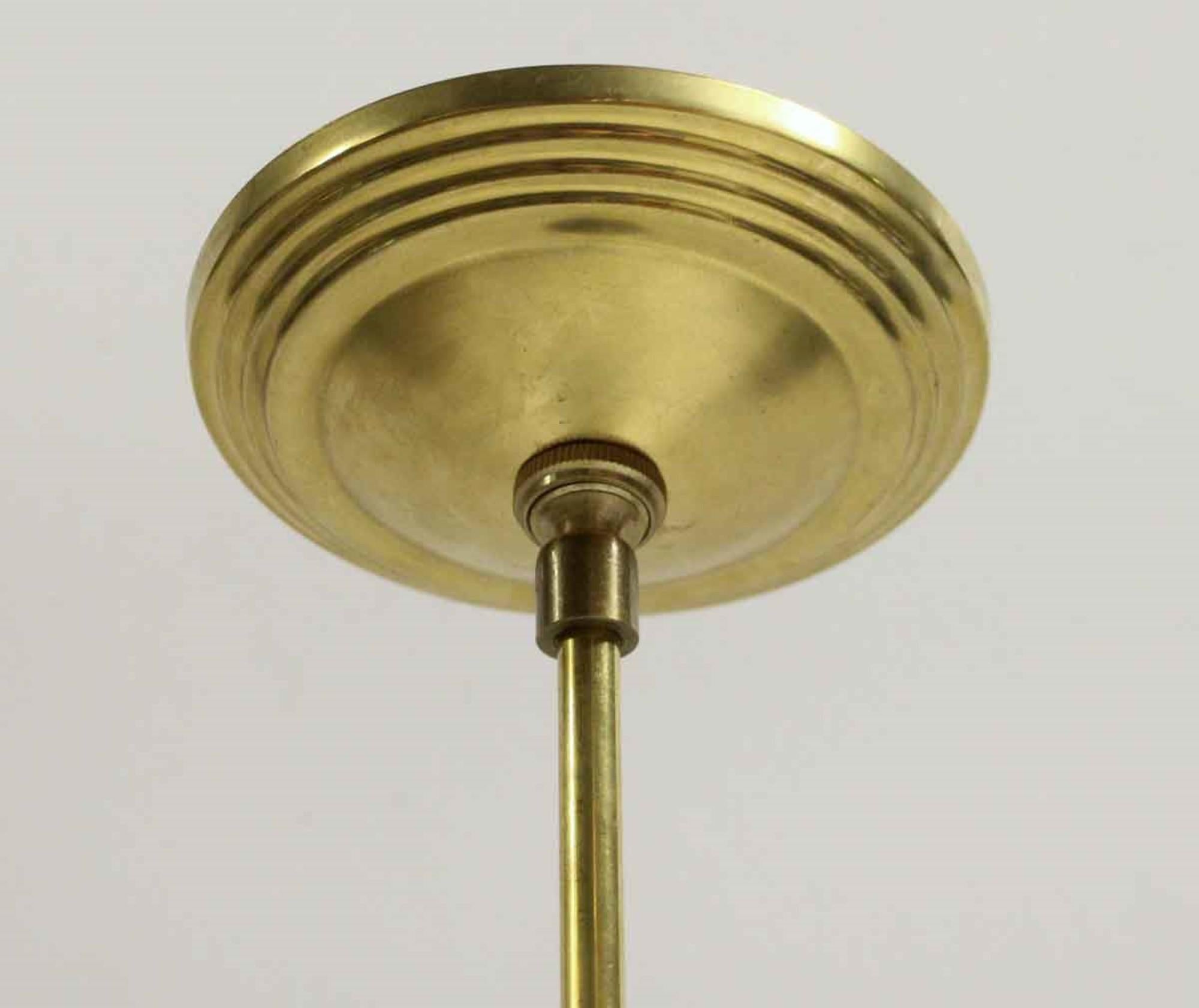 Fluted Milk Glass Pendant Light Brass Chain Canopy 1 Bulb 4