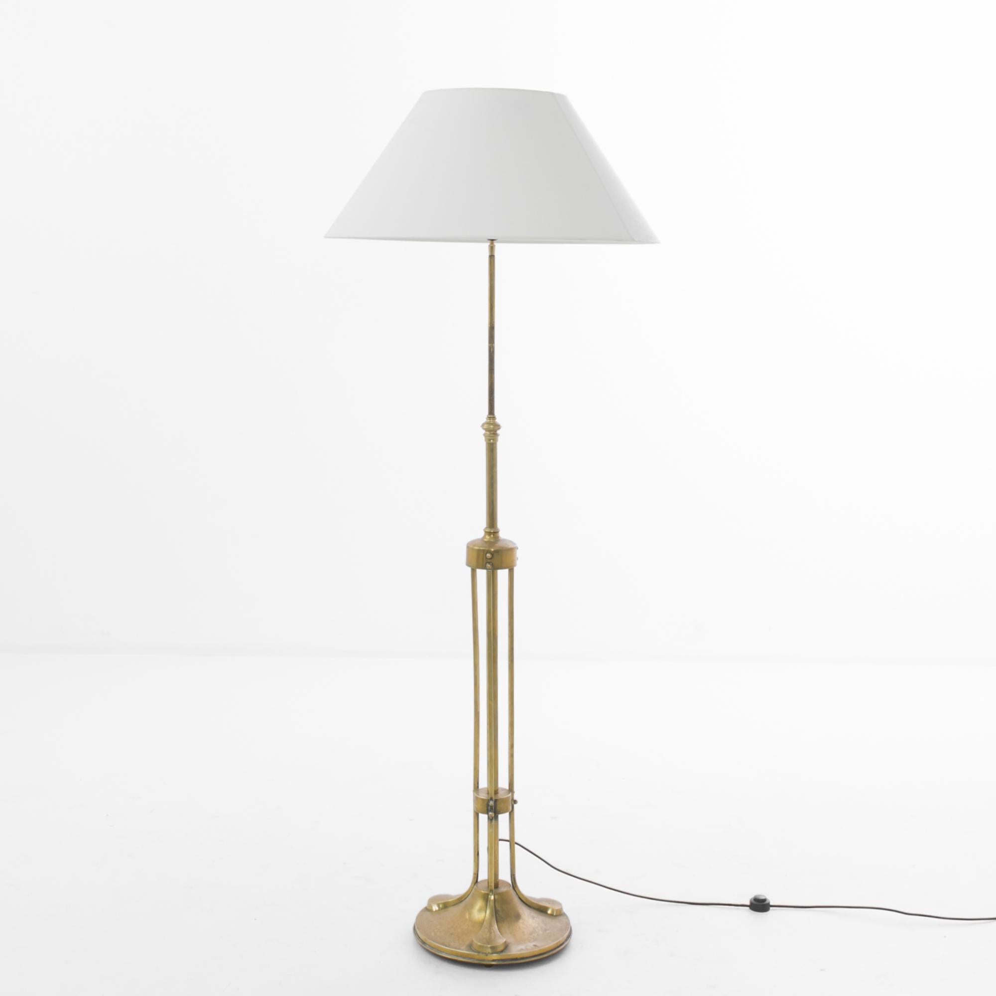 1910s French Brass Floor Lamp In Good Condition In High Point, NC