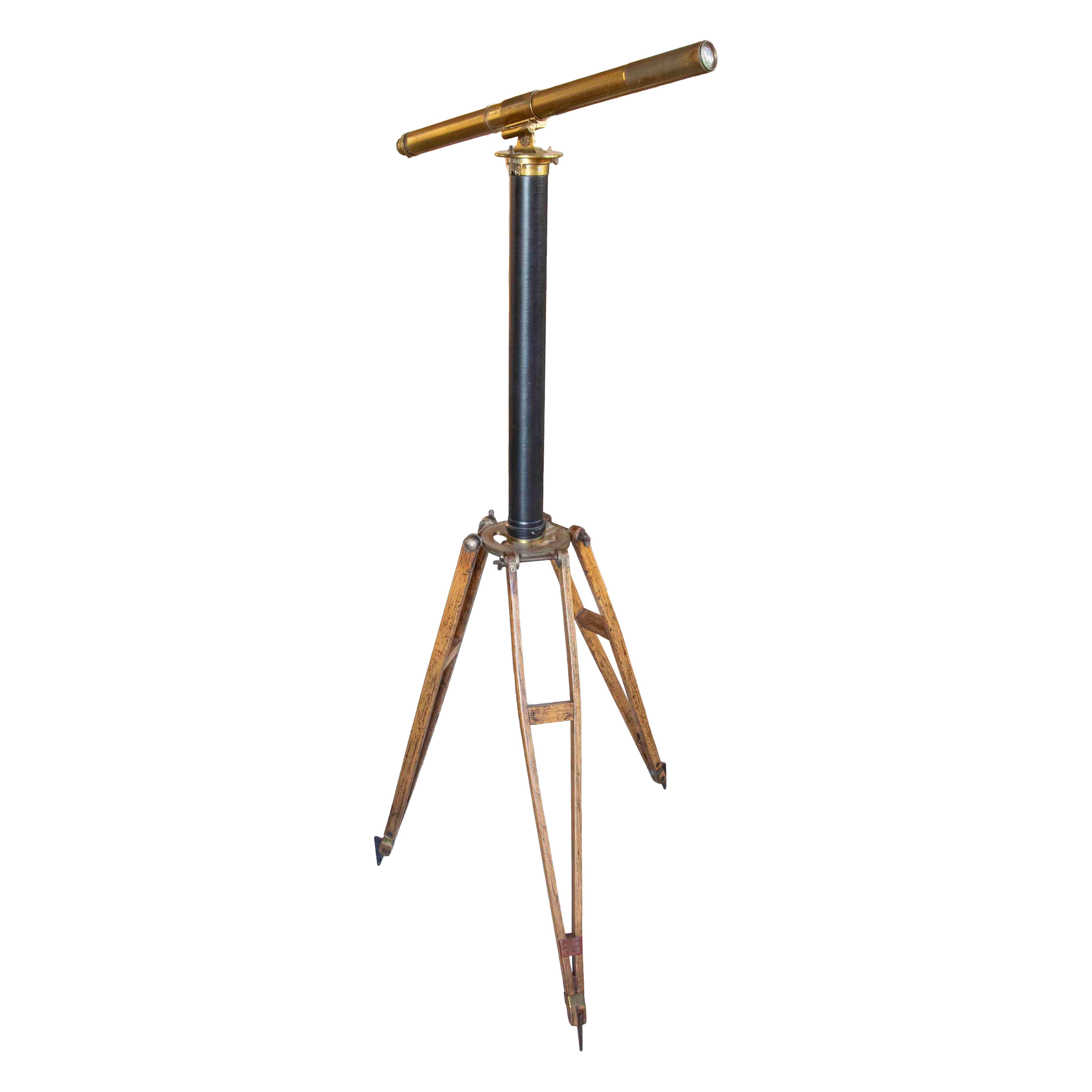 1910s French Brass Telescope on Tripod, Maison Luenette de B. 1910