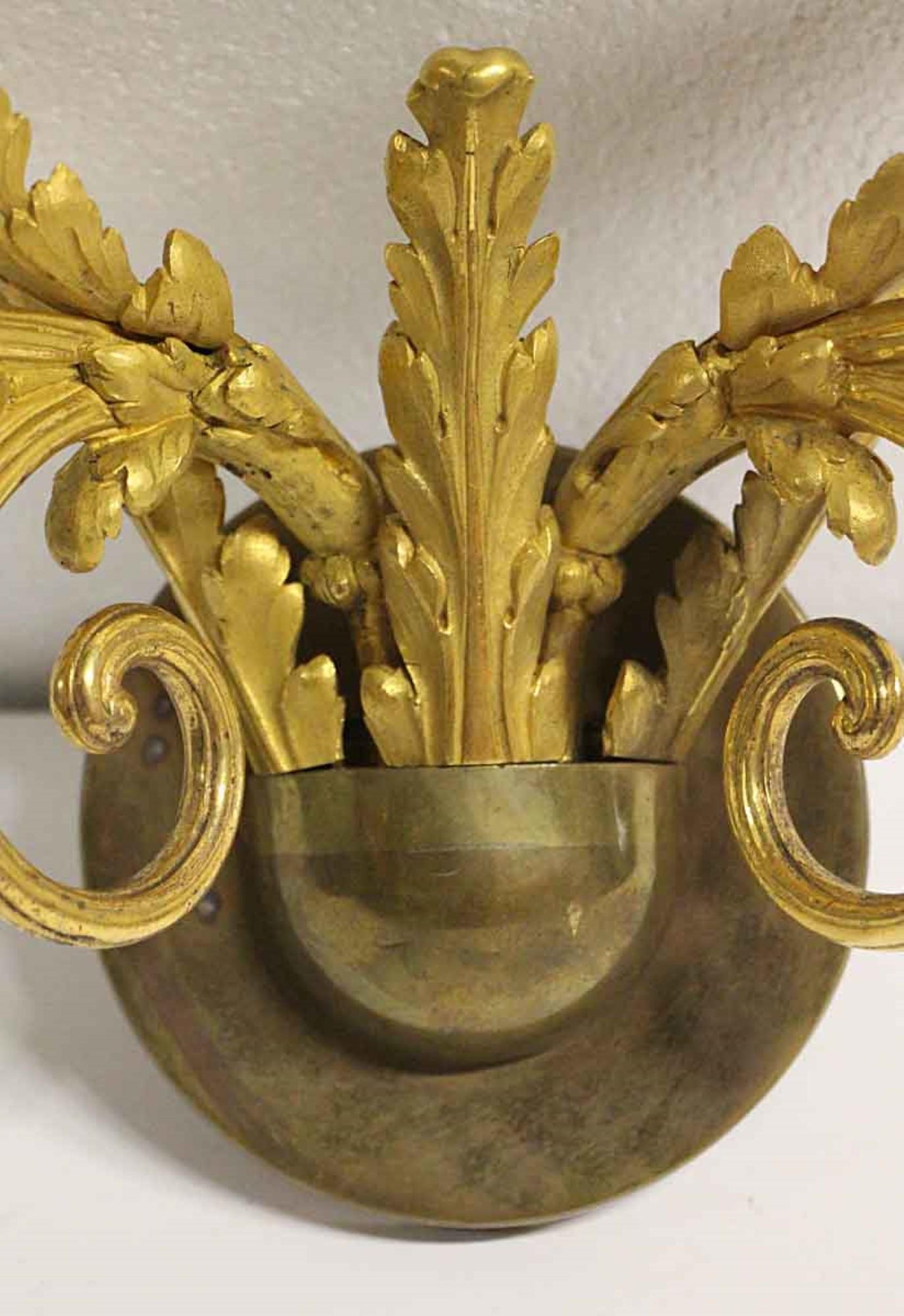 1910s French Empire Wall Cast Brass with Gold Filigree, Quantity Available 2