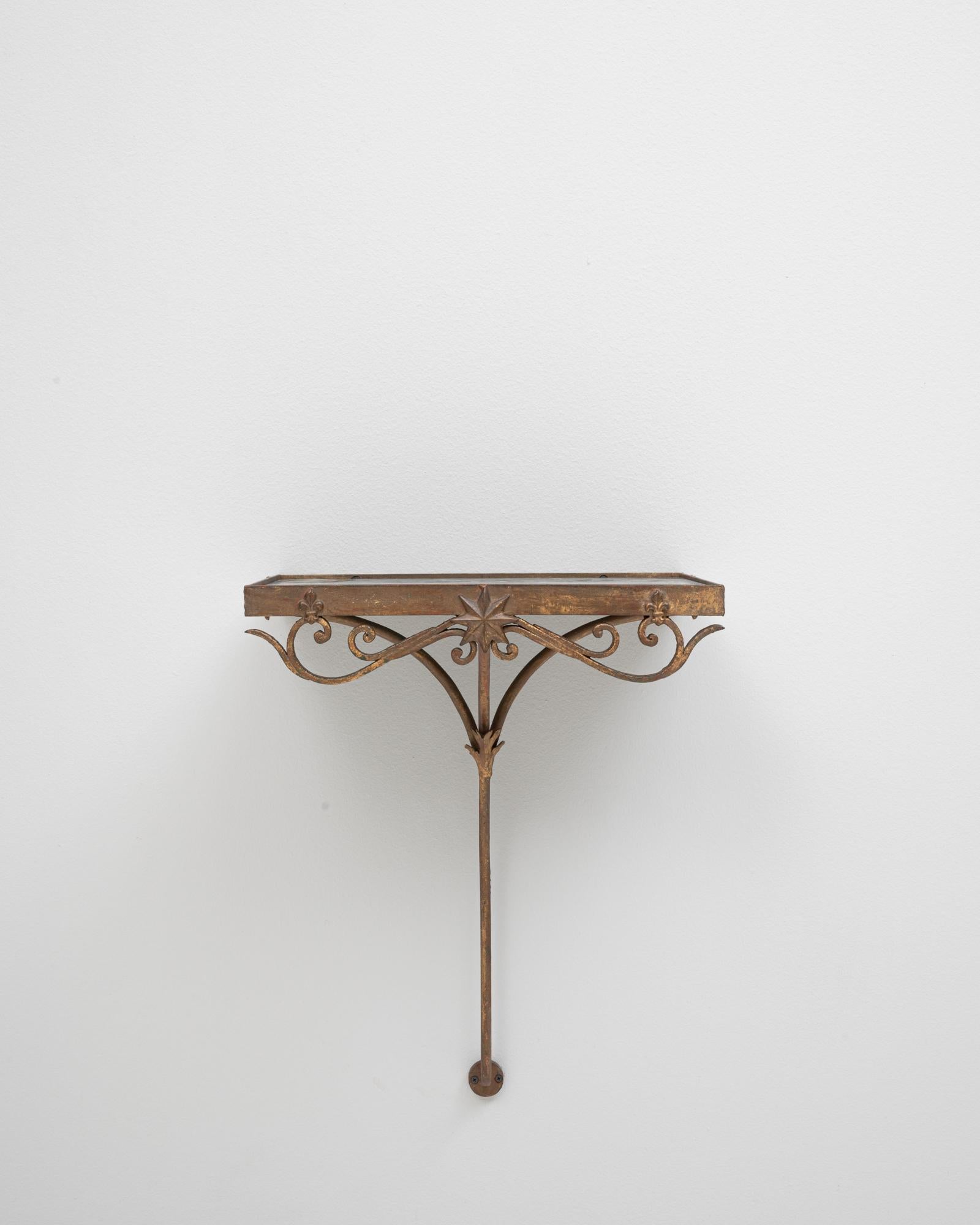 Métal Table console en métal français des années 1910 avec plateau en marbre en vente