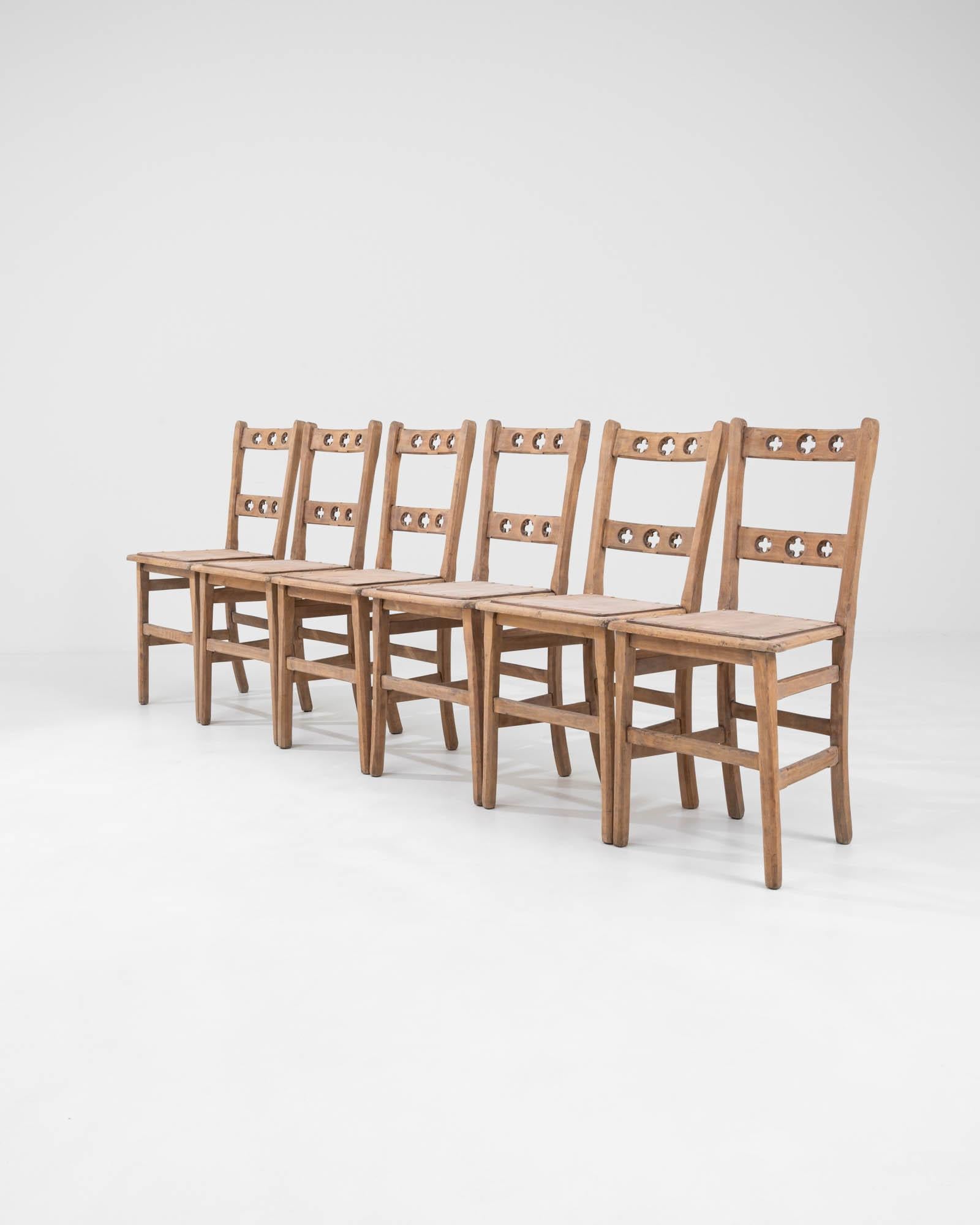 1910s French Set Of 6 Wooden Dining Chairs 7