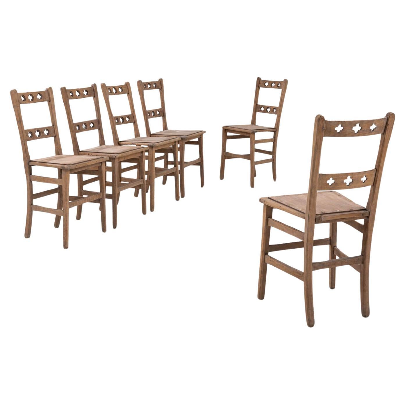 1910s French Set Of 6 Wooden Dining Chairs
