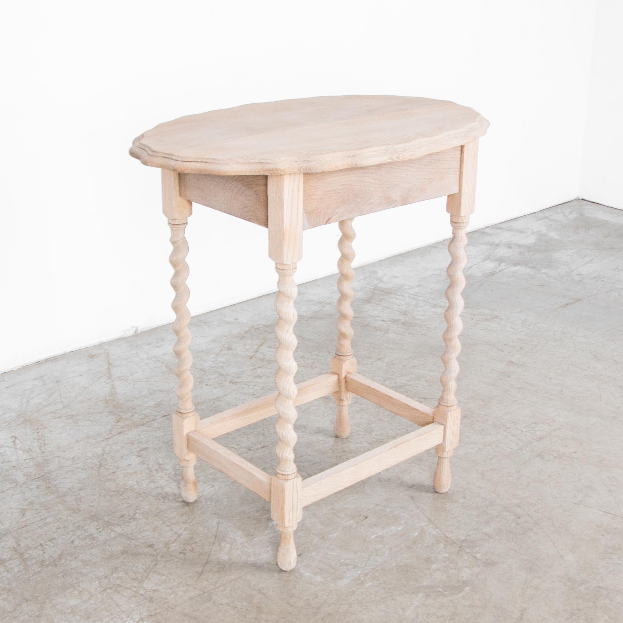 Bleached 1910s French Spiral Leg Drop-Leaf Table