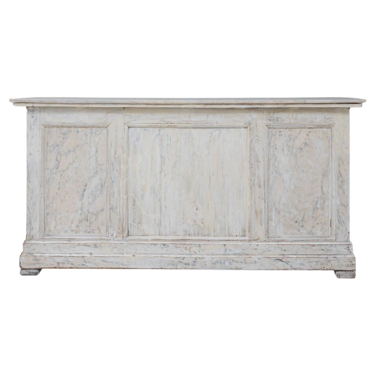 Bar francese del 1910 in legno bianco patinato con piano in marmo in vendita
